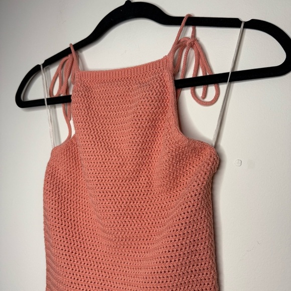 ARITZIA Sunset Halter Knit Bodycon Mini Dress in Salmon Coral - Picture 4 of 6